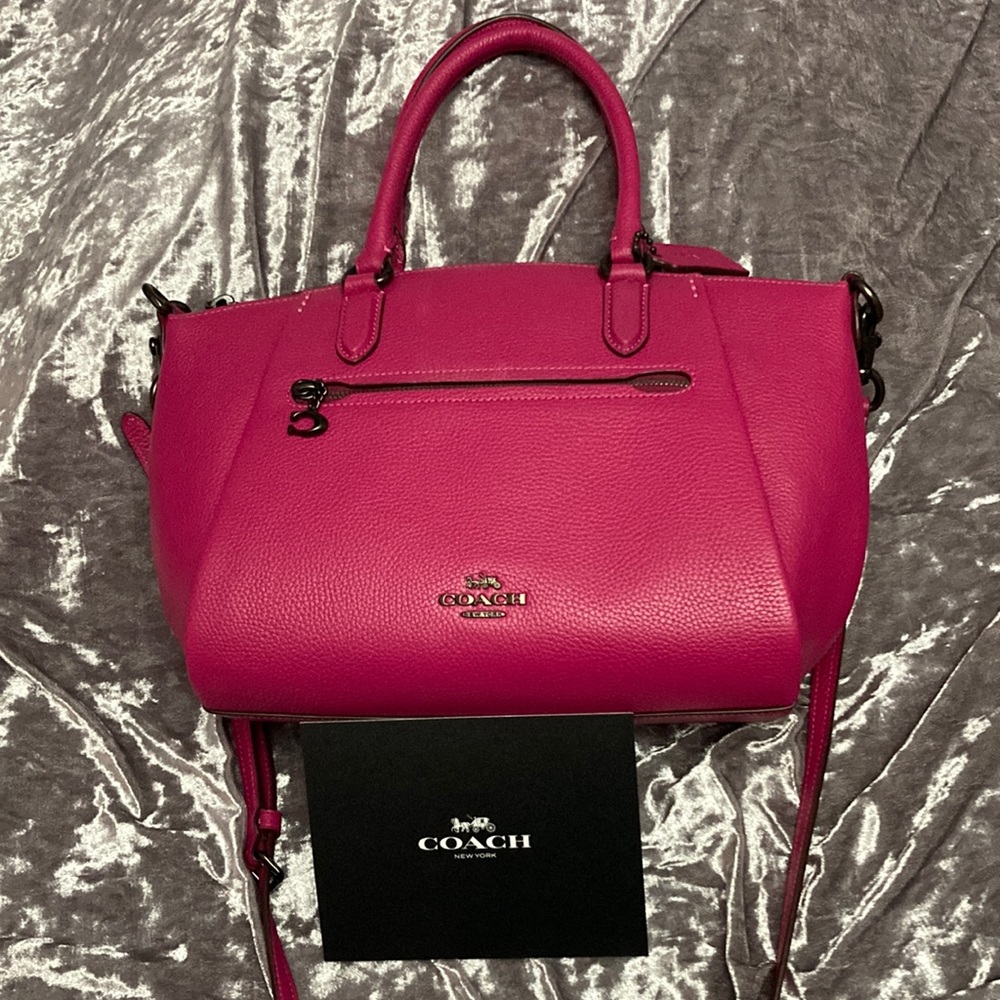 Coach authentic leather Elise Satchel, vibrant Cerise color